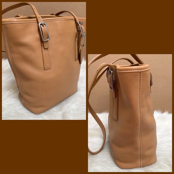 COACH Vintage Camel Tan Leather N/S LEGACY Bucket Tote Shoulder Bag #9803 - Picture 4 of 16